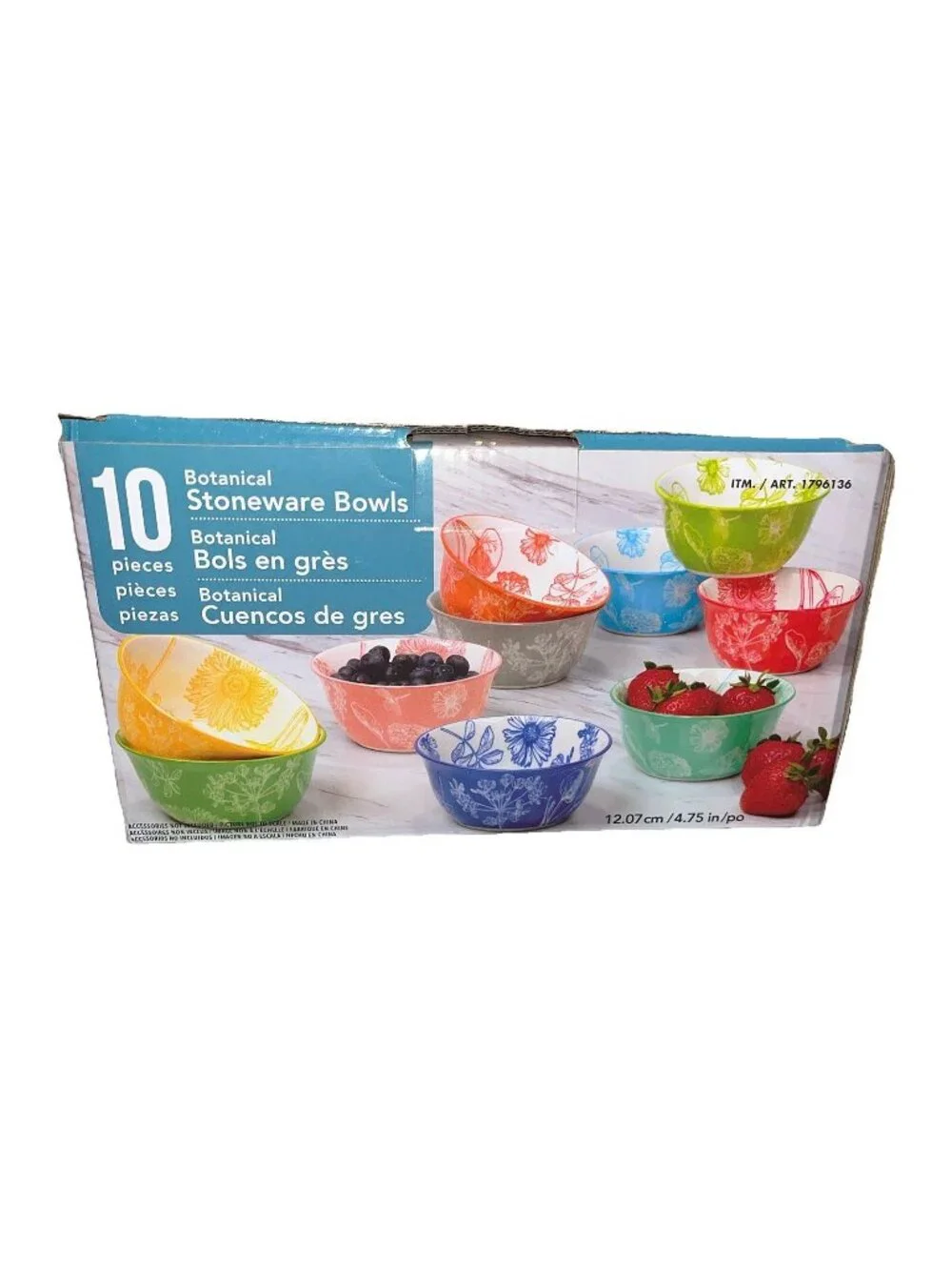 Set of 10pc Botanical Signature Housewares Stoneware Bowls NIB